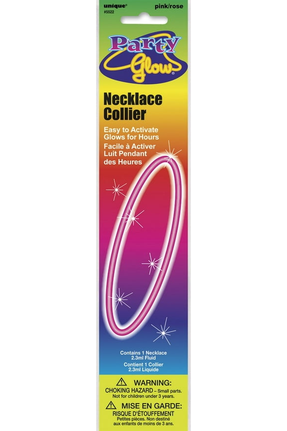 Glow Necklace, 20 in, Pink, 1ct