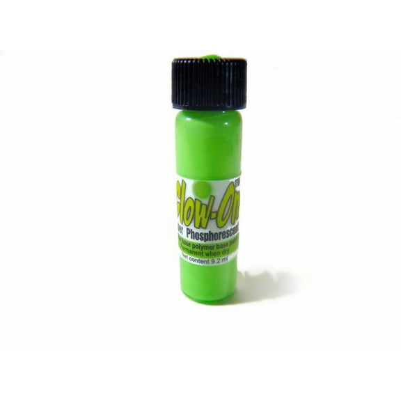 Glow On Super Phosphorescent Paint, Green Color and Green Glow Paint, Large 9.2 ml Vial.