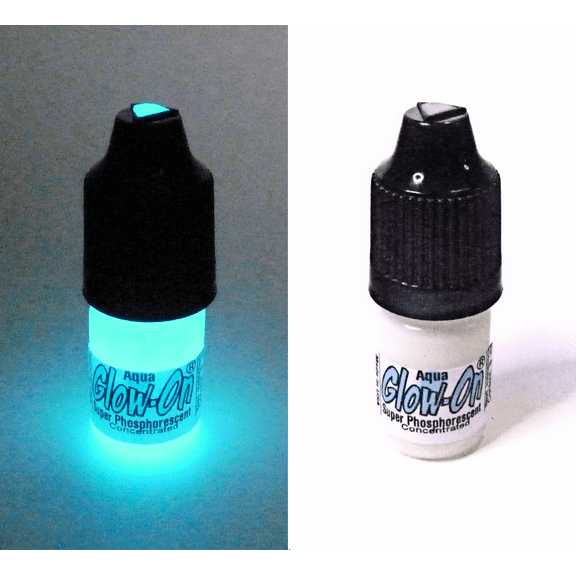Glow On Super Phosphorescent Paint With Tip Applicator, Aqua, White Color, Aqua Glow, Small 3 ml Bottle.