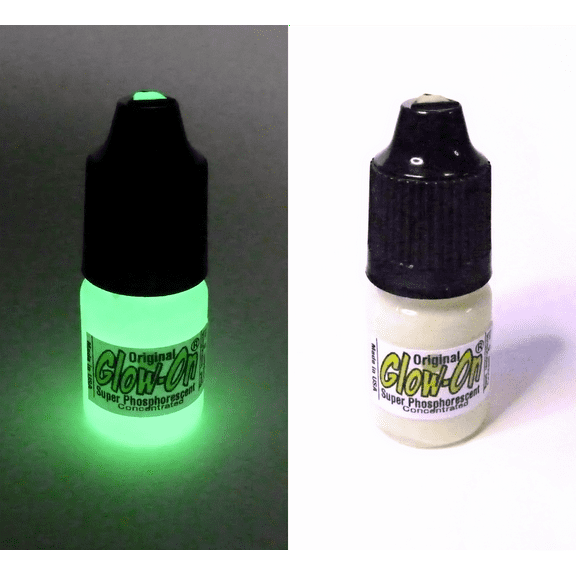 Glow On Super Phosphorescent Paint With Tip Applicator, Original Color, Green Glow, Medium 5 ml Bottle.