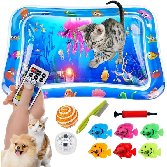 Glow Pad for Cats, Petlori Glowpad, Glowpad for Cat, Pawkitty Water Mat for Cats with Fish Inside, Thickened Leakproof Anti-Scratch, Water Mat for Indoor & Outdoor Summer Fun (Upgrade)