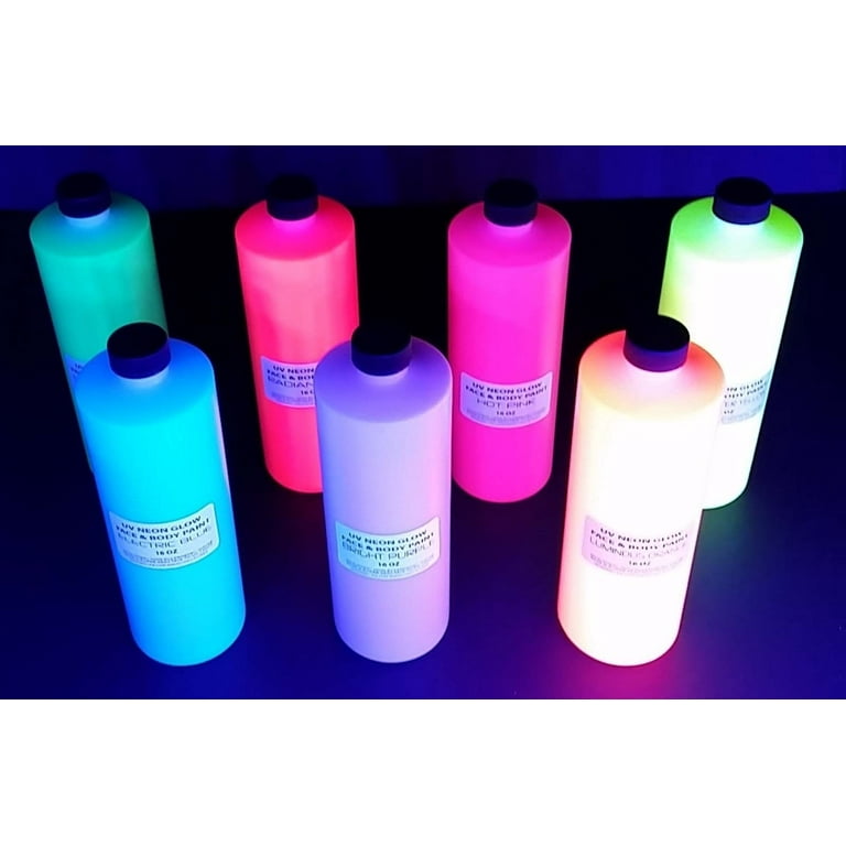 Blacklight Reactive Fluorescent Tempera Glow Party Paint 6 Pack 8 Ounce  Bottles