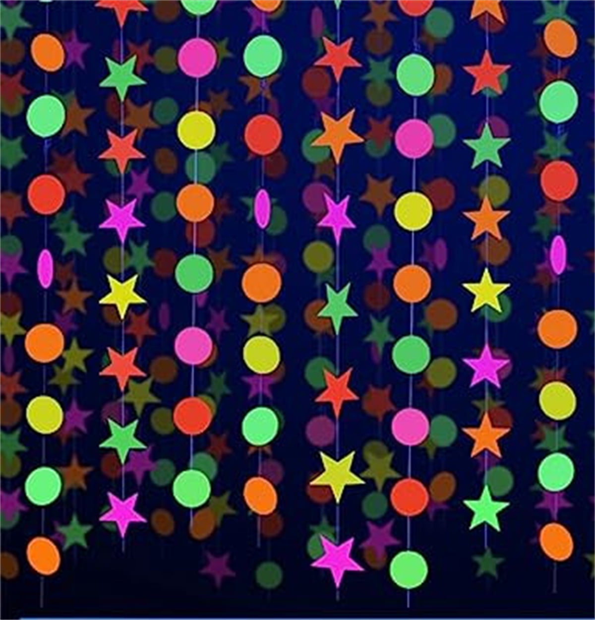 Glow Paper Garlands 4 Pcs,UV Paper Neon Garland,5 Colors Neon Streamers