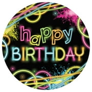 Glow Party Round Paper Plates 8 Count for 8 Guests