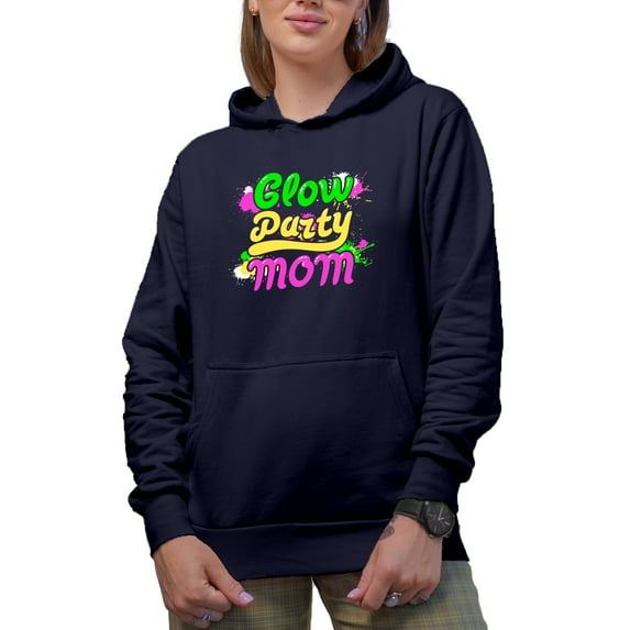 Glow Party Mom, Mother's Day or Birthday, Navy Blue Hooded Sweatshirt or Hoodie, 3XL
