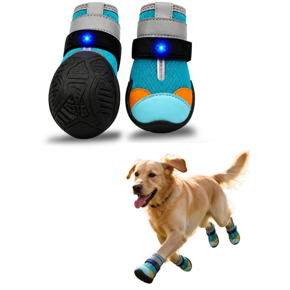 Glow Paws for Dogs, GlowPaws Shoes, LED Dog Boots | Breathable Non-Slip Paw Protectors, LED Lights on the Strap Are Visible During Evening Dog Walks