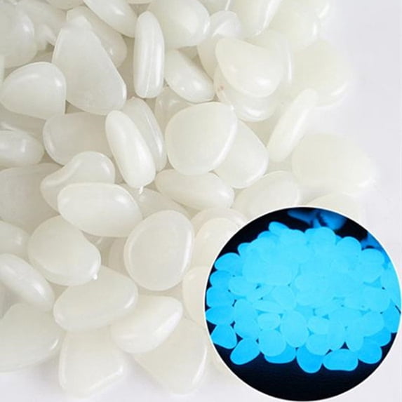 Glow Pebbles, 150 pcs White Glowing Rocks for Outdoor Decor, Garden Lawn Yard, Aquarium, Walkway, Fish Tank, Pathway, Luminous Pebbles Powered by Light or Solar