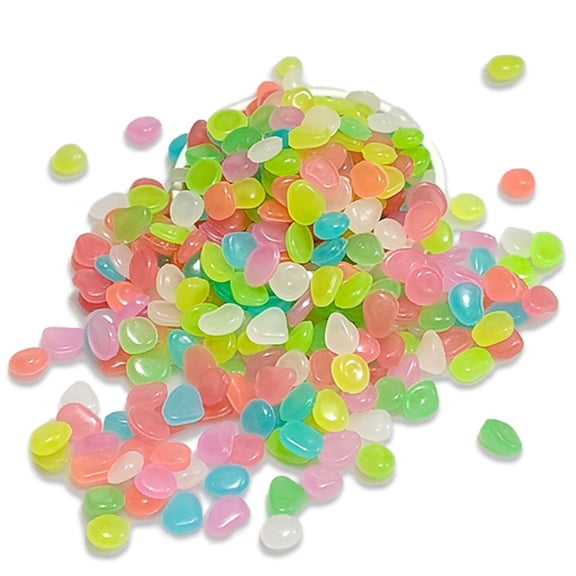 Glow Pebbles, 300 pcs Yellow Glowing Rocks for Outdoor Decor, Garden Lawn Yard, Aquarium, Walkway, Fish Tank, Pathway, Luminous Pebbles Powered by Light or Solar
