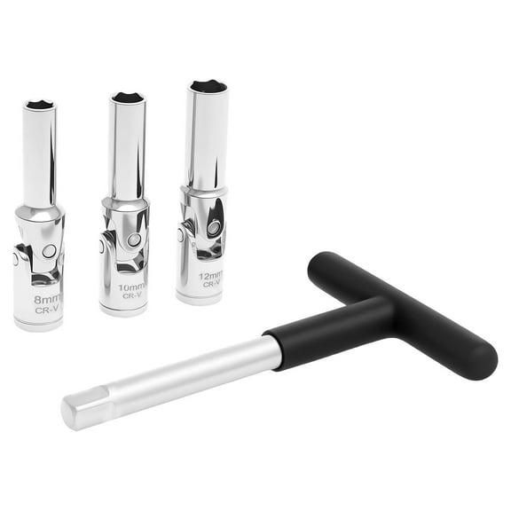 Glow Plug Socket Set Metal Glow Plug Removal Tool T Bar Wrench Extractor Kit Reliable Easy to Use 8mm 10mm 12mm for Repairs Cars