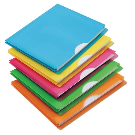 Glow Poly File Jacket, Straight Tab, Letter Size, Assorted Colors, 5/pack | Bundle of 2 Packs