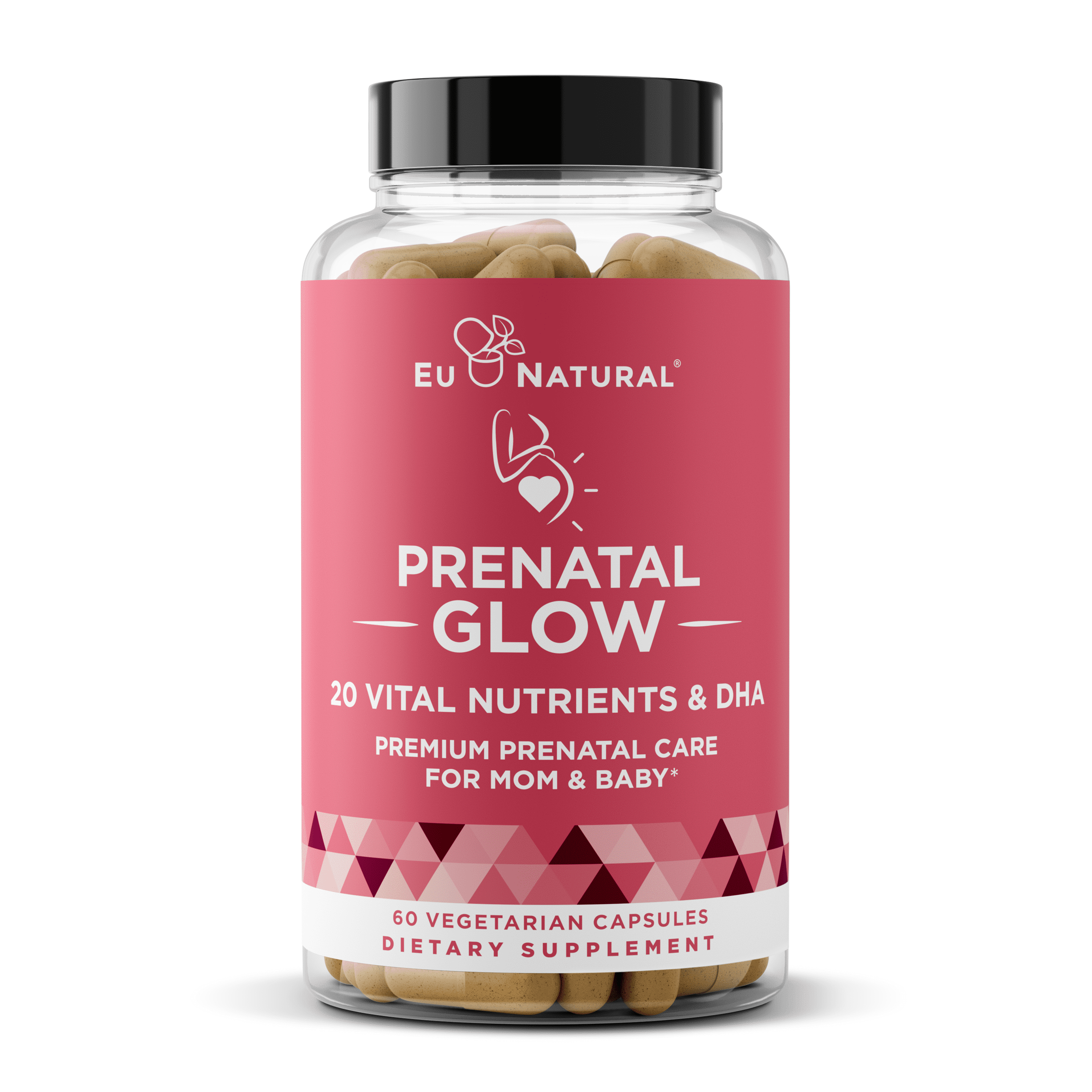 Glow Prenatal Vitamins for Women – 20-in-1 Vital Nutrients for Healthy Pregnancy and Fetal Development – Folic Acid & Vegan DHA For Baby's Growth & Comfortable Pregnancy – 60 Nourishing Capsules