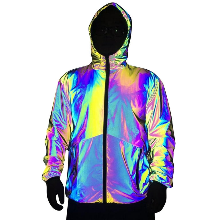 Glow Rainbow Hop Jackets Black Reflective Jacket For Men And Women