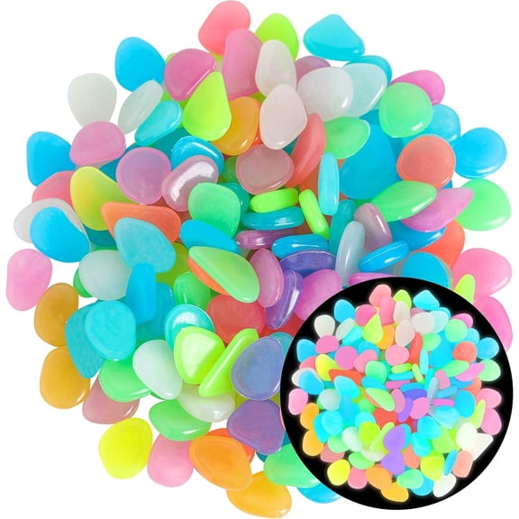 Glow Rocks 100 Pcs Glow in The Dark Garden Pebbles Colorful for Lawn Potted Plants