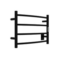 Glow Series 4-Bar Wall Mounted Electric Bathroom Towel Warmer Rack in Matte Black Finish Stainless Steel