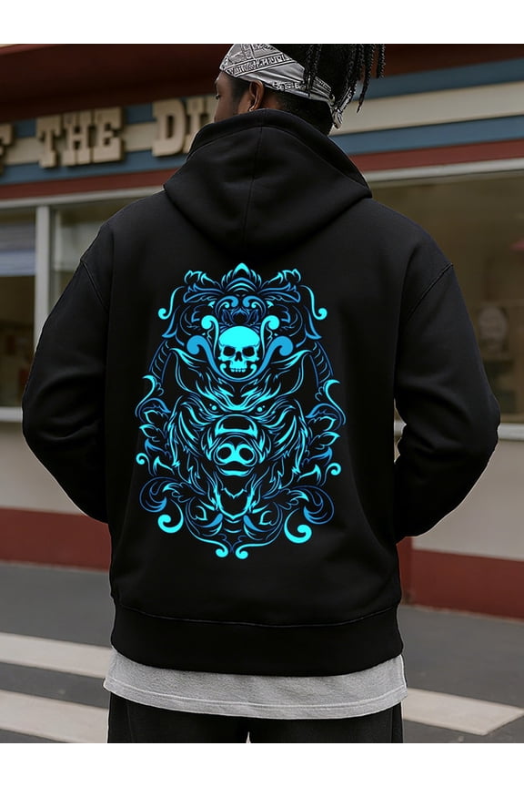 Glow Skull Hoodie graphic hoodies Veteran men's sweater hoodie black Comfy Loose Drawstring Trendy Hooded Pullover,Clothing For Autumn Winter funny graphic army Funny Unisex hoodie