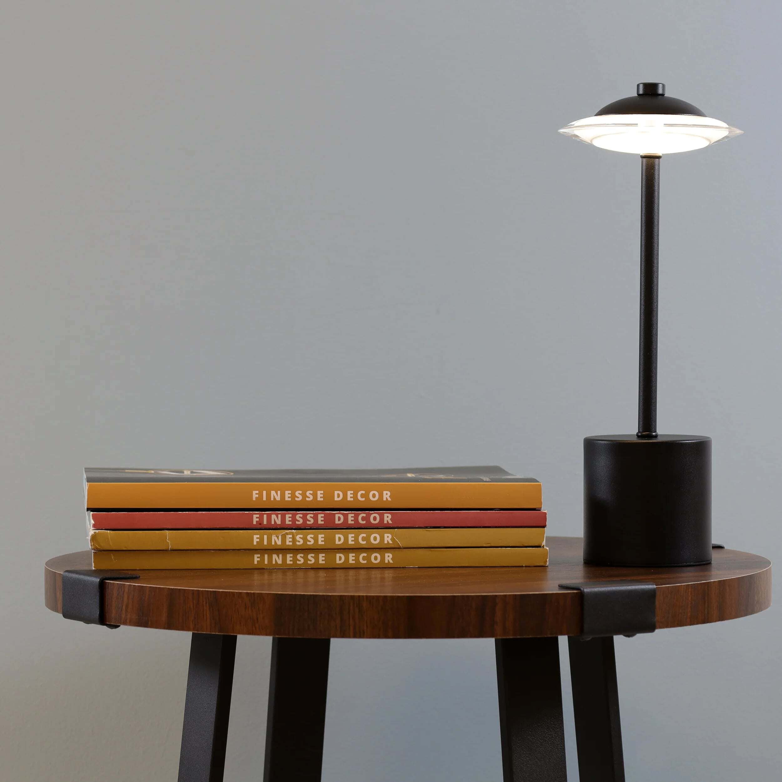 Black Metal Cordless Touch Rechargeable Table Lamp