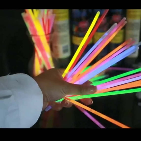 Glow Sticks 100pc - 8" Glow in the Dark Party Supplies with Connectors, Party glow necklaces and bracelets for Children or Adults