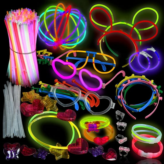 Glow Sticks Bulk 500 Pack - 200 Glowsticks And 300 Accessories - 8 Inch Ultra Bright Glow Sticks Party Pack Mixed Colors - Play22USA