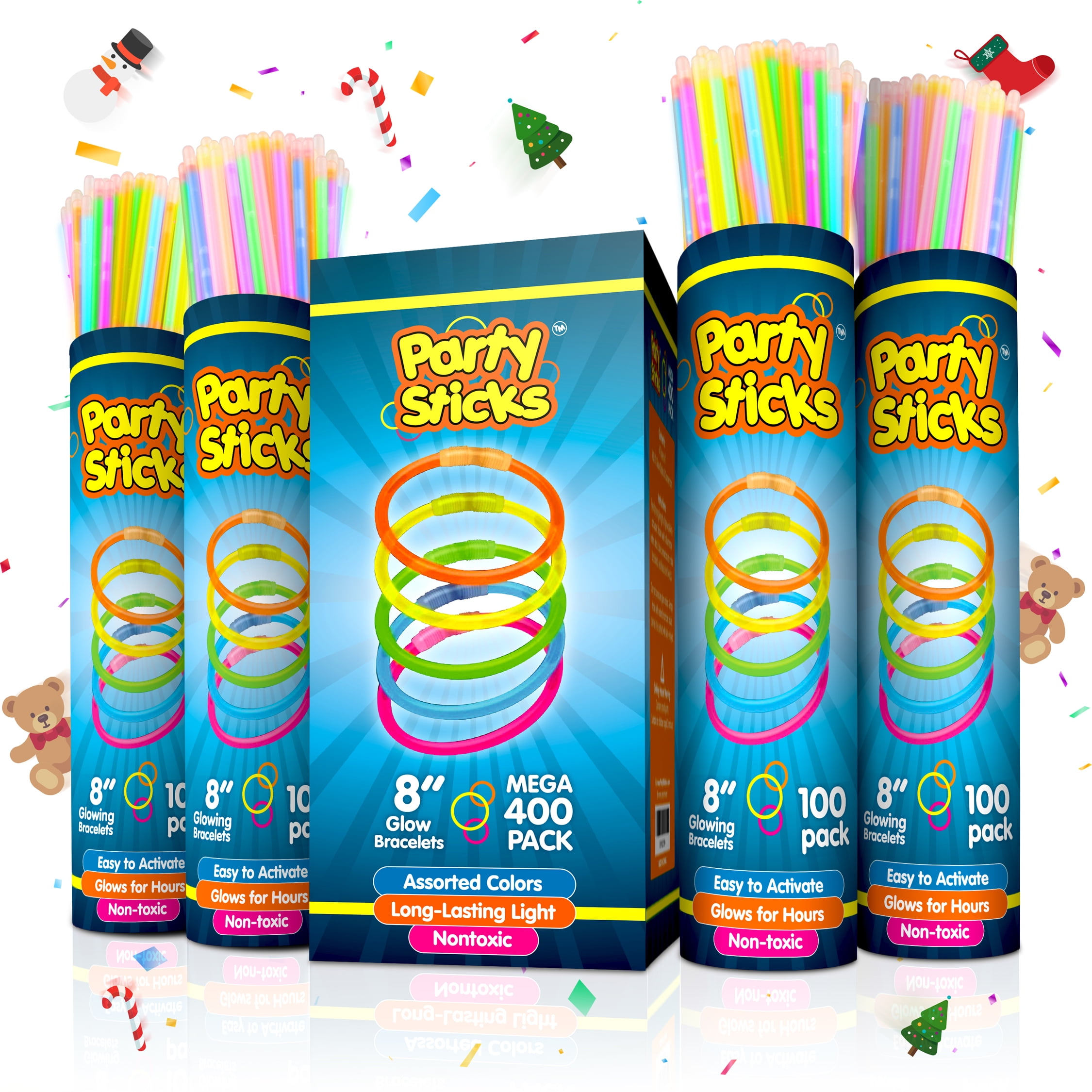 8Glow Sticks Party Pack 16 Pcs Color Party Favors with Connector