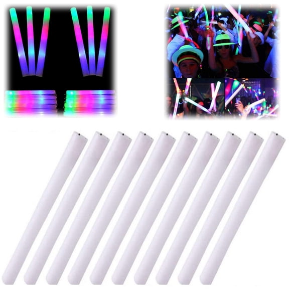 Glow Sticks with Colorful Flashing, Foam Light Up Sticks, LED Light Sticks, Glow Sticks Party Pack for Halloween, New Year, Wedding, Raves, Concert, Christmas