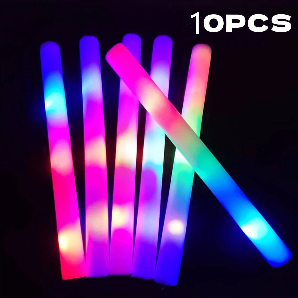Glow Sticks - Colorful Flashing Foam Sticks for Parties, Holiday ...