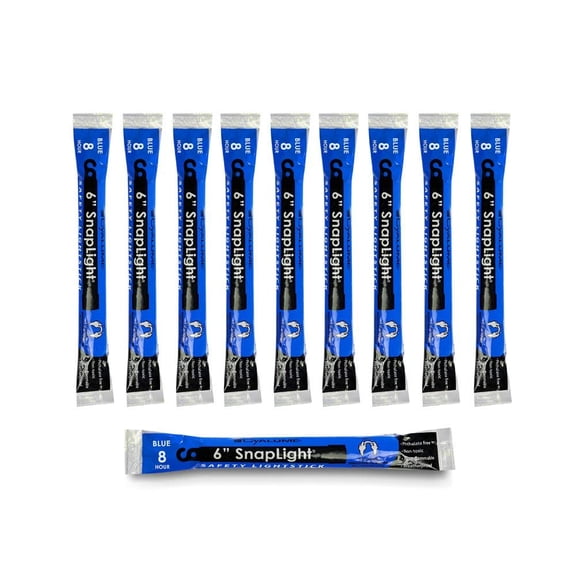 Glow Sticks Military Grade Lightstick - Premium Blue 6 SnapLight Emergency Chemical Light Stick with 8 Hour Duration (Bulk Pack of 10 Chem Lights)