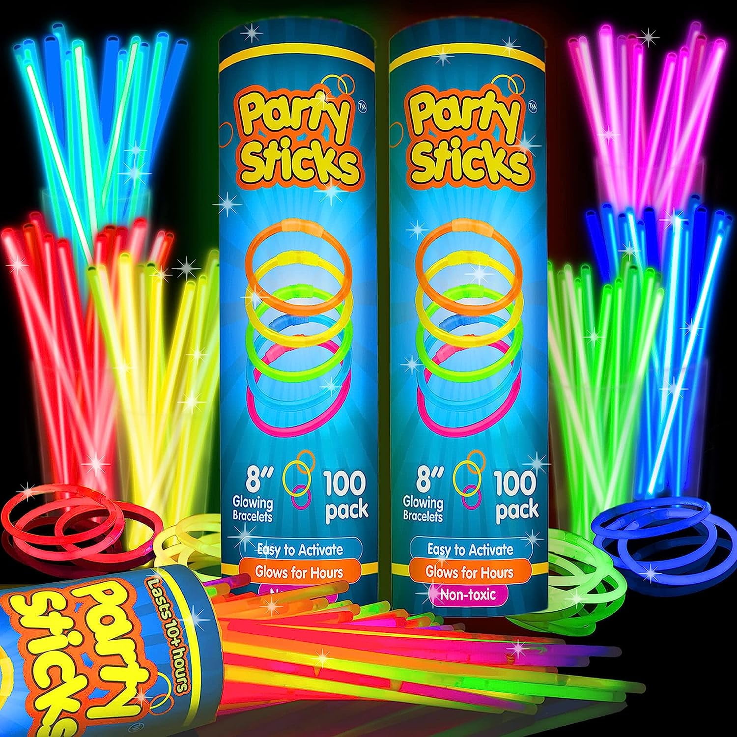 Buy Lumistick 8 Inch 100 Glow Sticks Bulk Party Favors with Connectors |  Light Sticks Neon Party Glow Necklaces and Glow Bracelets | Glow in The  Dark Party Supplies (Assorted, 100 Glow Sticks) Online at desertcartINDIA