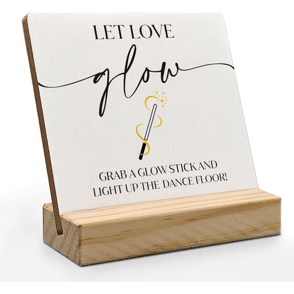 Glow Sticks Wedding Sign, Light Up Dance Floor Desk Decor, Light Up Sign, Wedding Dance Floor Props, Light Up Sticks for Wedding Reception Wooden Plaque with Wood Stand for Wedding Table Decor