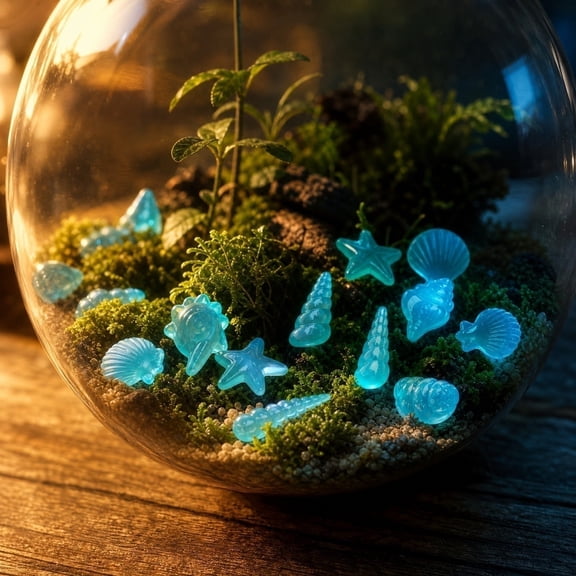 Glow Stones 1-2cm, Luminous Seashells Starfish for Aquarium, Glow in Dark Rocks for Garden Pool Vase Walkway