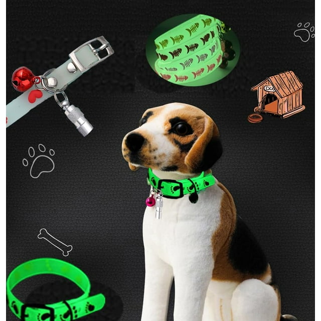 Glow in The Dark Collar with Bell,SelfLighting Collar Light up Puppy