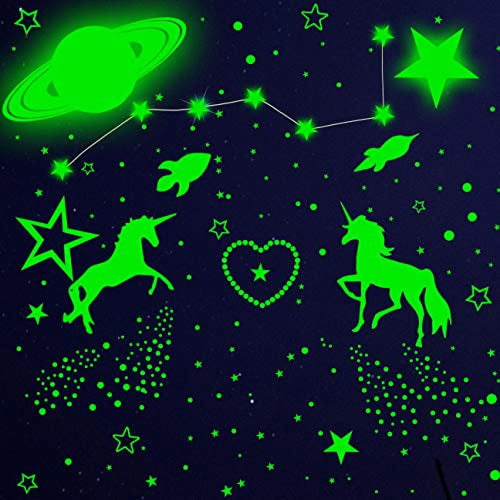 Glow in The Dark Stars for Ceiling, 915 Pcs Unicorn Wall Decor for