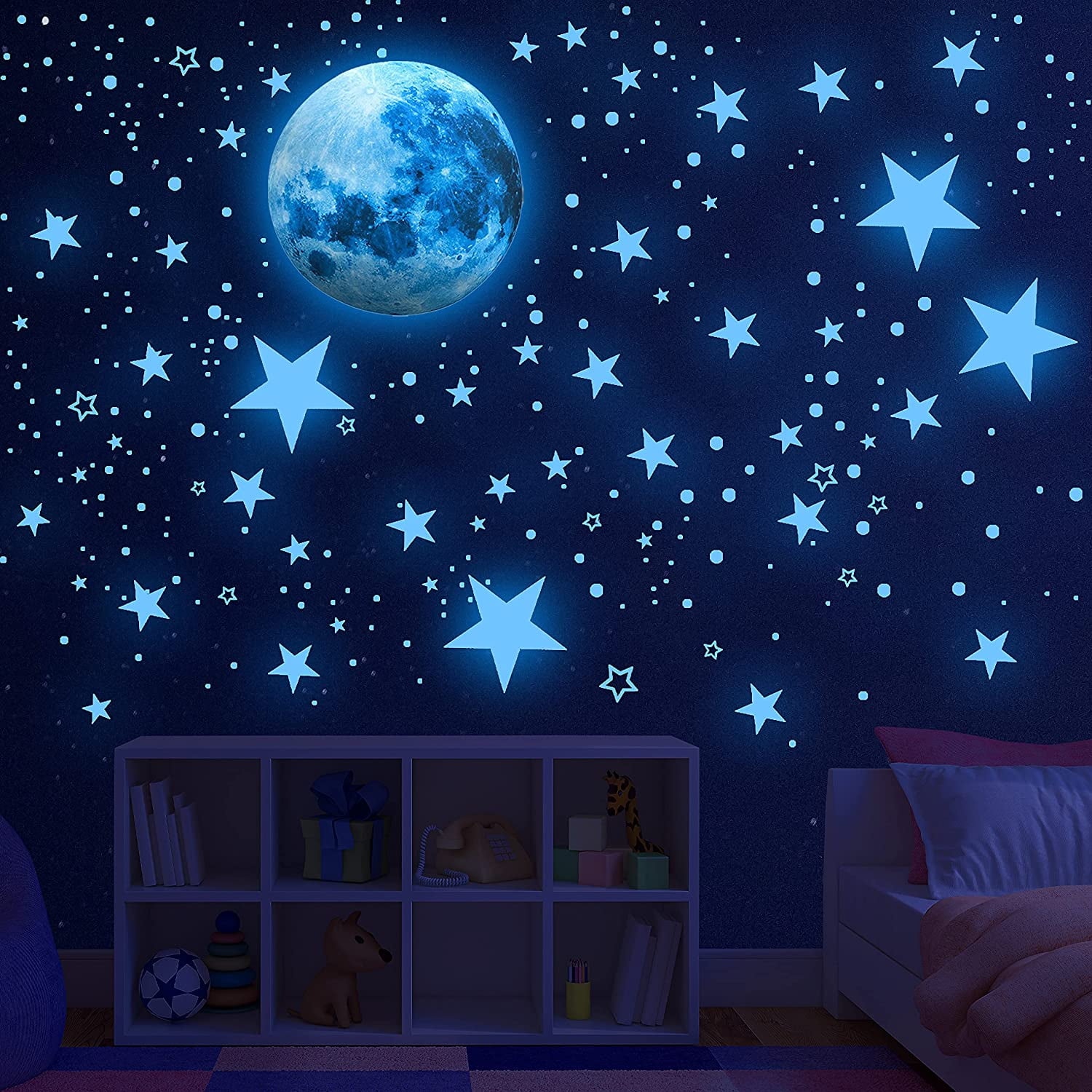 Glow In The Dark Stars For Ceiling, 893pcs Wall Stickers Including Moon And  Stars Decor, Glow In The Dark Wall Stickers For Kids Room