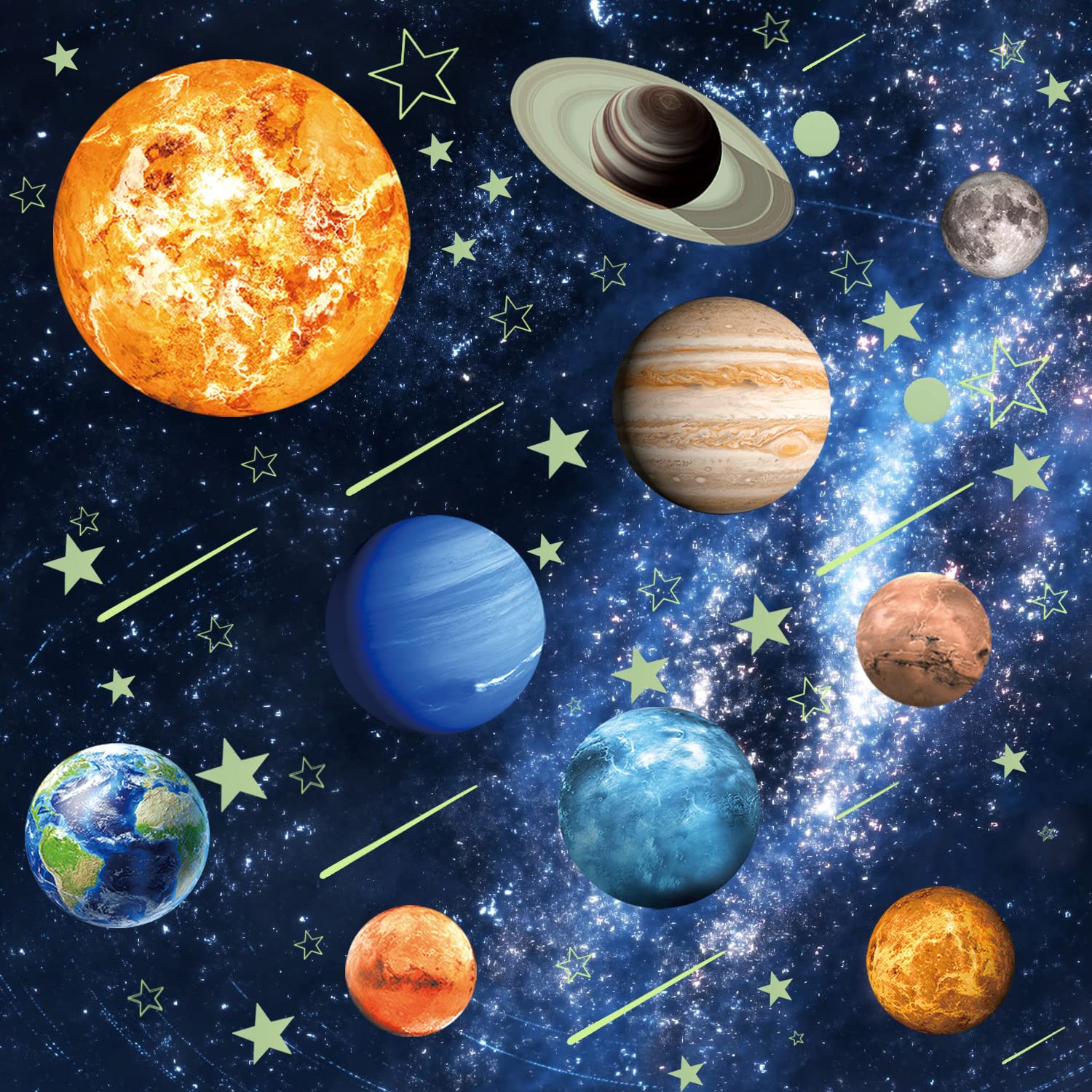 Glowing Night Sky Solar System