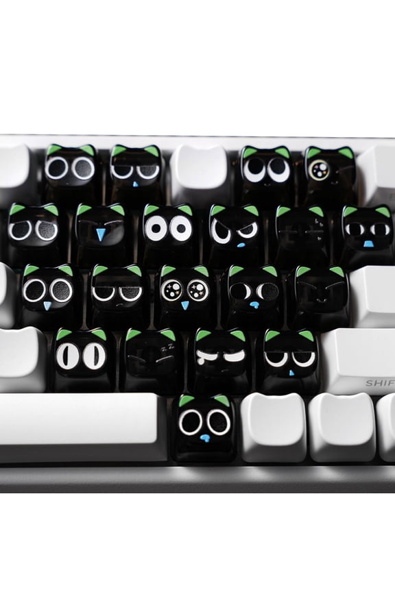 Glow Through Luoxiaohei Cats Keycap Set 21 Keys MAO Height Design Materials For Keyboard Customization