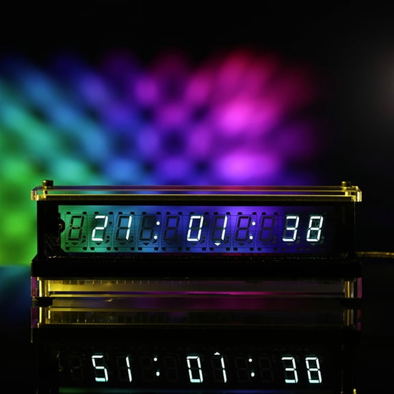 Glow Tube Clock With Temperature Humidity Display Ornaments Birthday Gift Analog IV18 Transparent Base VFD Screen Clock Retro