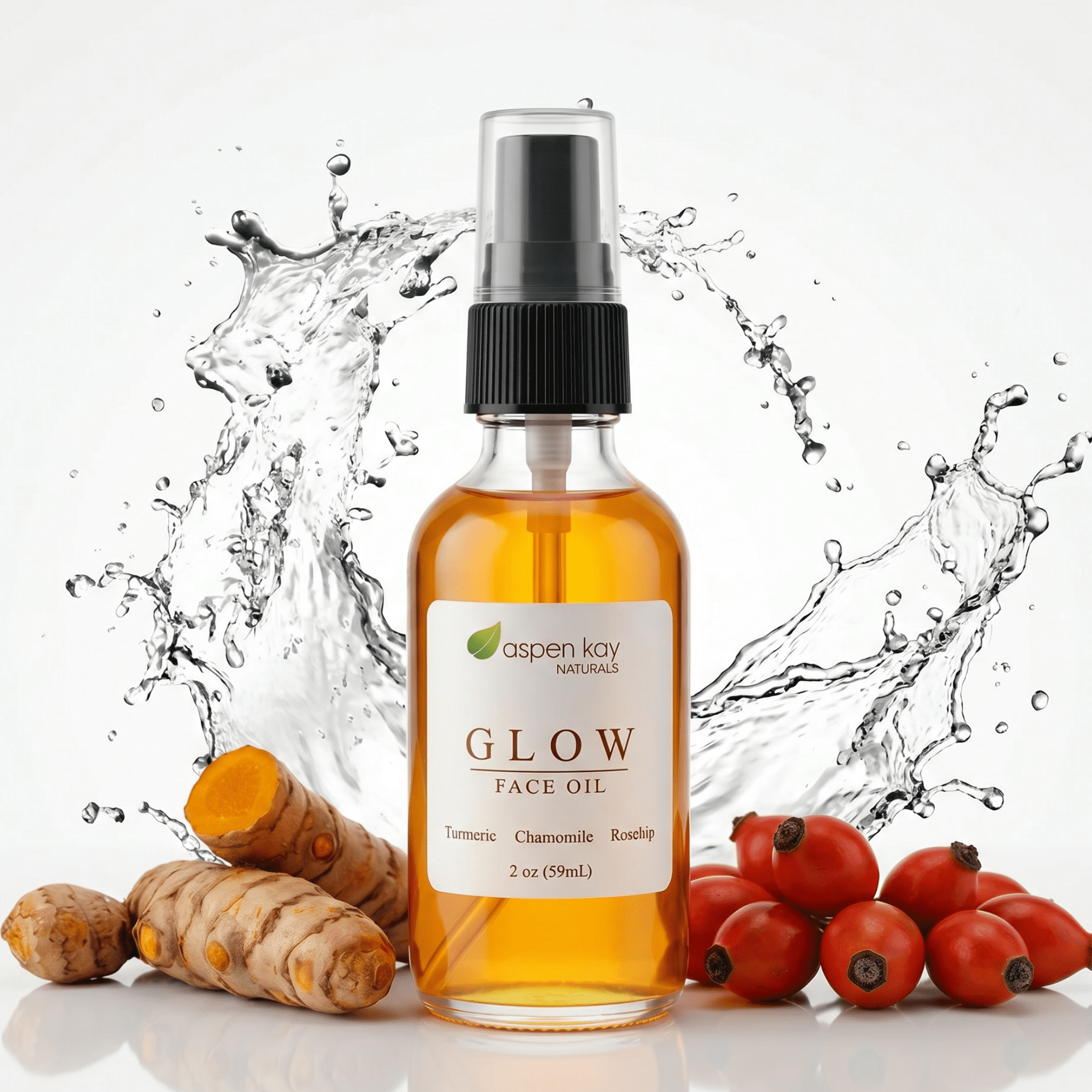 Glow - Turmeric & Rosehip Face Oil - Natural & Organic - Facial Serum - 2 oz