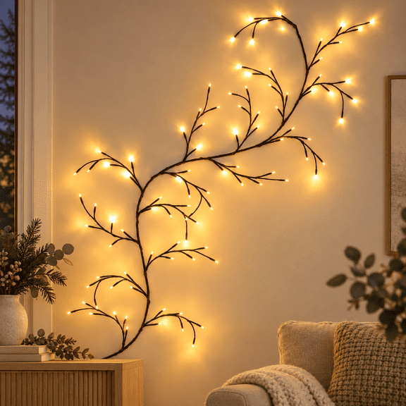 Glow Vine Willow Lights, Enchanted Willow Vine Lights for Wall, Flexible Branch Lights, USB Remote, Eight Modes, Indoor Christmas Wall Decor
