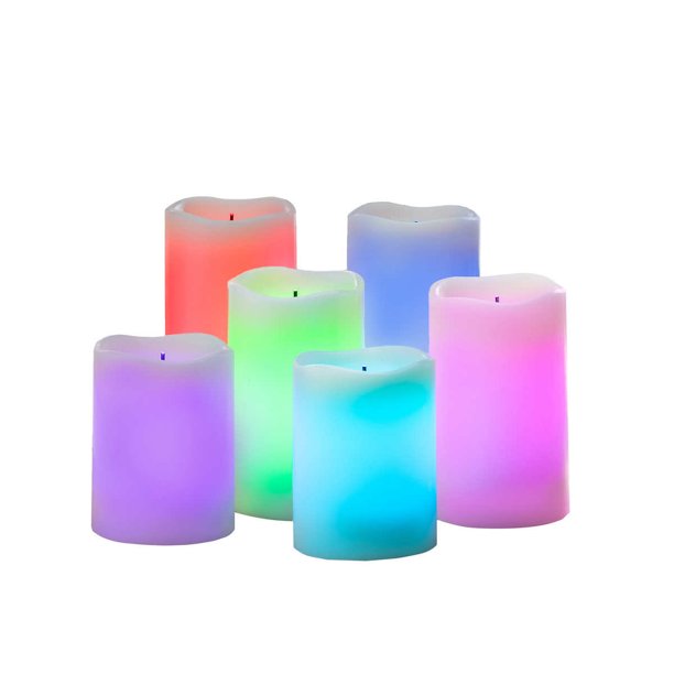Glow Wick Color Changing Wax LED Candles, 6 Piece Set