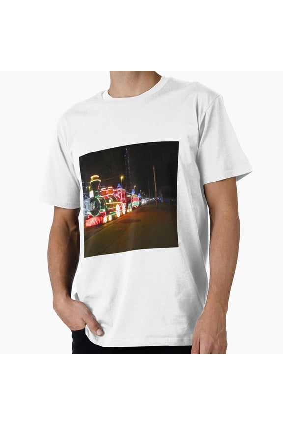 Glow at the Dock Soft Lighted Harbor Scene Night Illustration Unisex T-Shirt, up to size 5XL