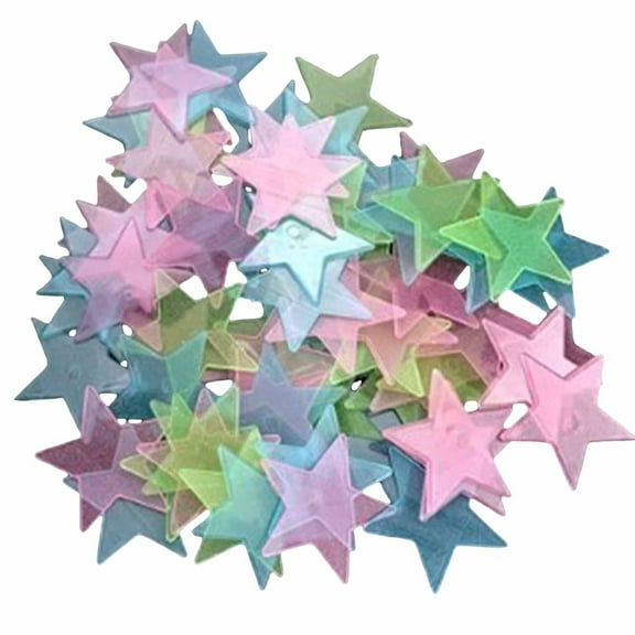 Glow in Dark 3D Star Stickers Green, for Ceiling Kids Room, Luminous, Easy DIY, Safe Material, Creates Dreamy Cosmic Atmosphere