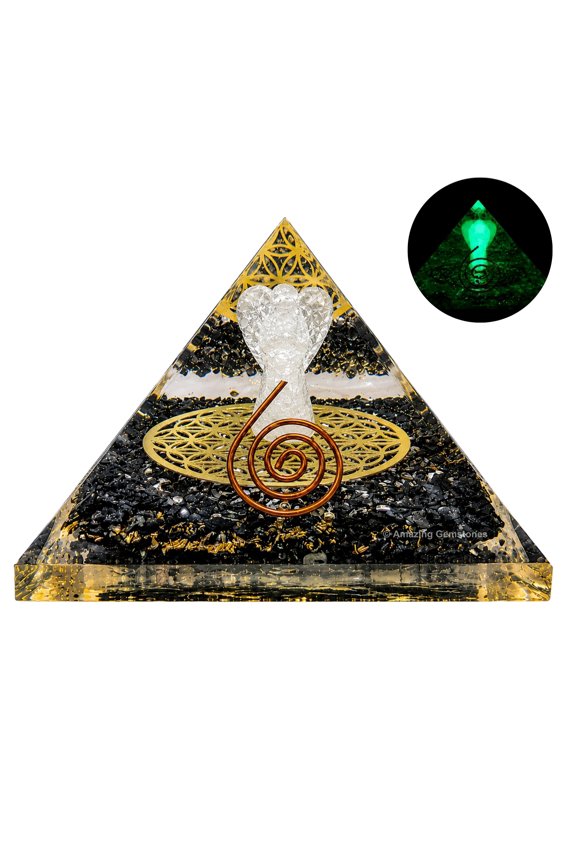Black Tourmaline Orgone Pyramid - Angel Glow in Dark