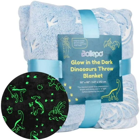 Glow in Dark Dinosaur Blanket for Boys, Extra Soft (50’’ x 60’’)