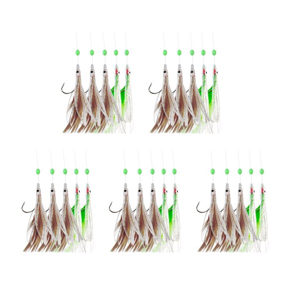 Glow in Dark Fishing Rigs with Silk String Designs String and Glow Fishing Beads & High Carbon Hook Baits Fishing Rigs