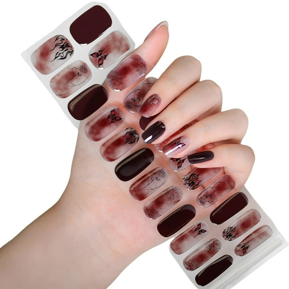 Glow in Dark Nails Art Stickers Halloween Nails Strips Full Nails Wrap Semi Cured Nails Strips Nails Art Decoration