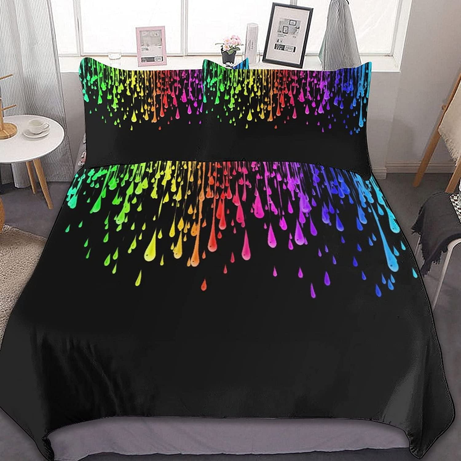 Glow in Dark Splatter Neon Bedding Set Twin/Full/Queen/King Comforters 86"x70" 3 Pieces of