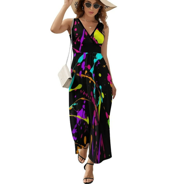 High neck neon dress sales