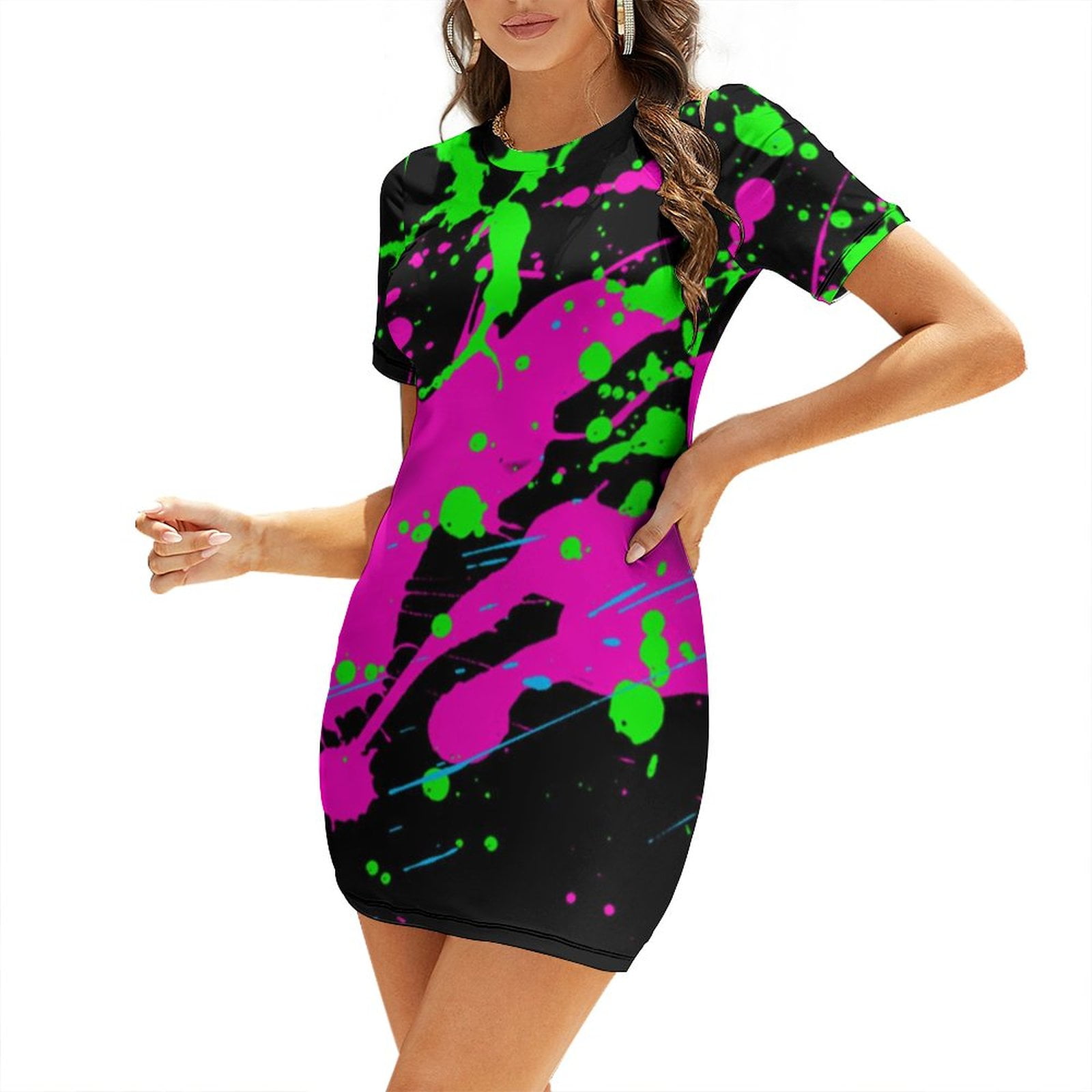 Neon t shirt dress plus size hot sale