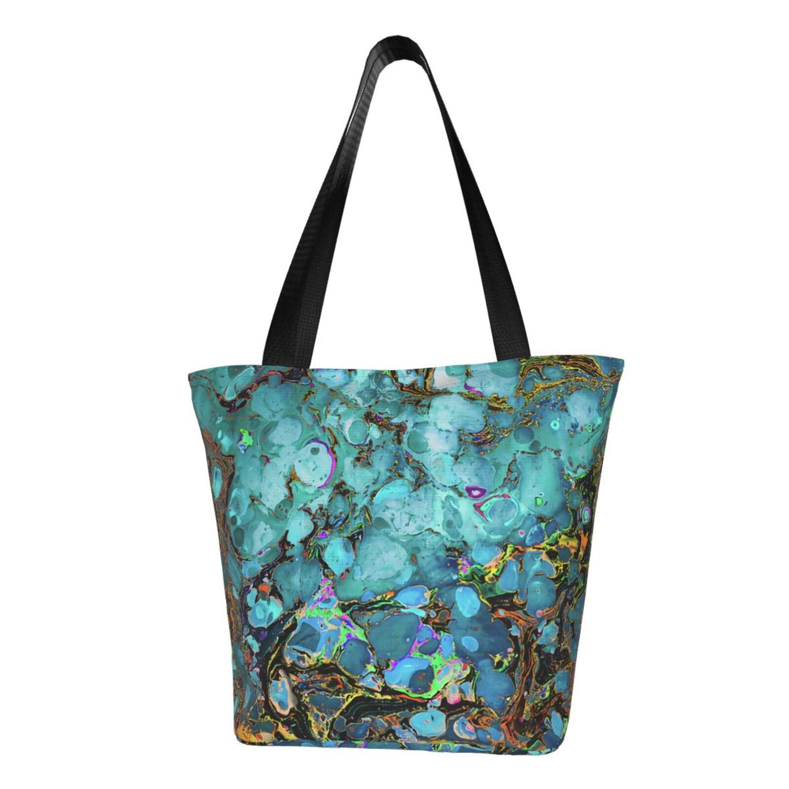 Glow in Dark Splatter Neon Large Shoulder Bag Tote Bags Top Handle Satchel with Zipper Reusable Shopping Handbags for Women Girls Walmart