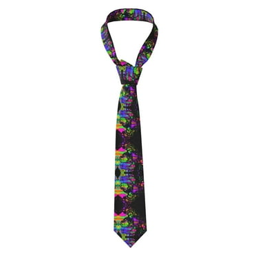 Glow in Dark Splatter Neon Neckties Men's Neck Tie for Outdoor Wedding Party Meeting Outfit Gifts