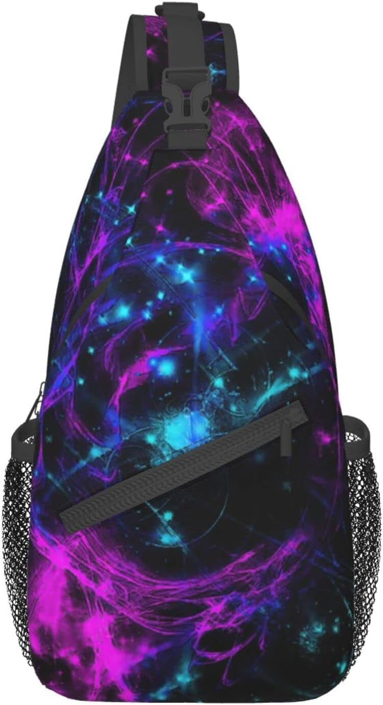 Glow in Dark Splatter Neon Sling Bag Crossbody Hiking Travel Chest Bags Backpack Shoulder Daypack for Women Men